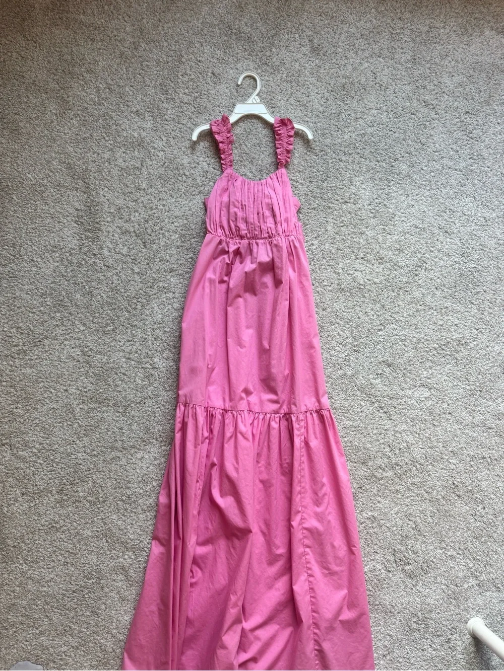 Abercrombie and Fitch Pink Ruffle-Strap Tie Back Maxi Dress Size XXS (fit xxs-s)